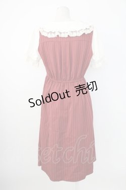 画像2: axes femme POETIQUE / フリルビッグ襟半袖ワンピース  ボルドーＸ白 T-25-12-17-026-AX-OP-SA-ZT526