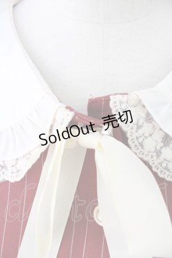 画像3: axes femme POETIQUE / フリルビッグ襟半袖ワンピース  ボルドーＸ白 T-25-12-17-026-AX-OP-SA-ZT526