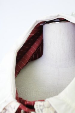 画像4: axes femme POETIQUE / フリルビッグ襟半袖ワンピース  ボルドーＸ白 T-25-12-17-026-AX-OP-SA-ZT