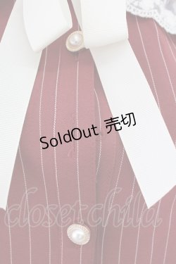 画像5: axes femme POETIQUE / フリルビッグ襟半袖ワンピース  ボルドーＸ白 T-25-12-17-026-AX-OP-SA-ZT526