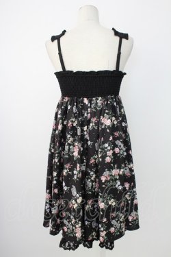 画像2: axes femme / フラワープリント編み下げジャンパースカート  黒 T-25-12-17-028-AX-OP-SA-ZT