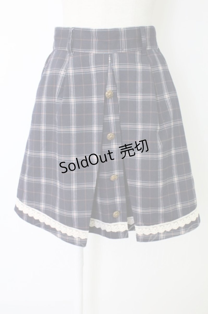 画像1: axes femme / チェック&裾レーススカート  青チェック T-25-12-17-030-AX-SK-SA-ZT527 (1)