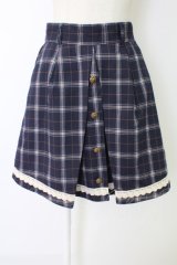 axes femme / チェック&裾レーススカート  青チェック T-25-12-17-030-AX-SK-SA-ZT
