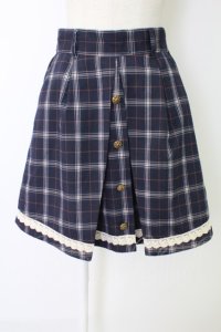 axes femme / チェック&裾レーススカート  青チェック T-25-12-17-030-AX-SK-SA-ZT
