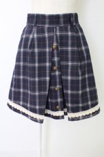 画像1: axes femme / チェック&裾レーススカート  青チェック T-25-12-17-030-AX-SK-SA-ZT527 (1)