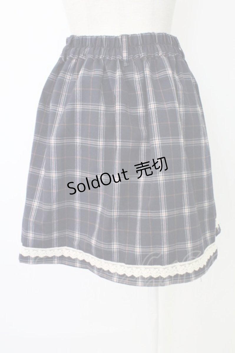 画像2: axes femme / チェック&裾レーススカート  青チェック T-25-12-17-030-AX-SK-SA-ZT527 (2)