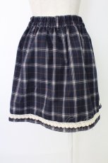 画像2: axes femme / チェック&裾レーススカート  青チェック T-25-12-17-030-AX-SK-SA-ZT527 (2)