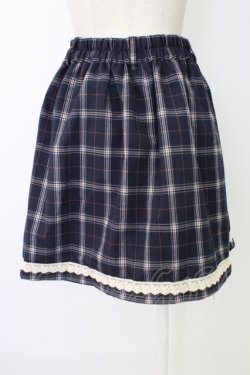 画像2: axes femme / チェック&裾レーススカート  青チェック T-25-12-17-030-AX-SK-SA-ZT