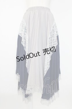 画像1: axes femme / プリーツ切り替えイレヘムスカート  グレーＸネイビー T-25-12-17-031-AX-SK-SA-ZT527