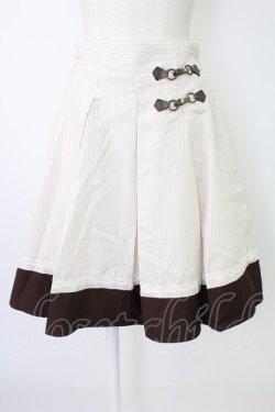 画像1: axes femme / ビット付きバイカラーストライプスカート  ブラウン T-25-12-17-032-AX-SK-SA-ZT