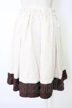 画像2: axes femme / ビット付きバイカラーストライプスカート  ブラウン T-25-12-17-032-AX-SK-SA-ZT