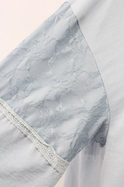 画像4: axes femme / 袖刺繍チャイナ釦シャツワンピース M サックス T-25-12-18-022-AX-OP-SA-ZT