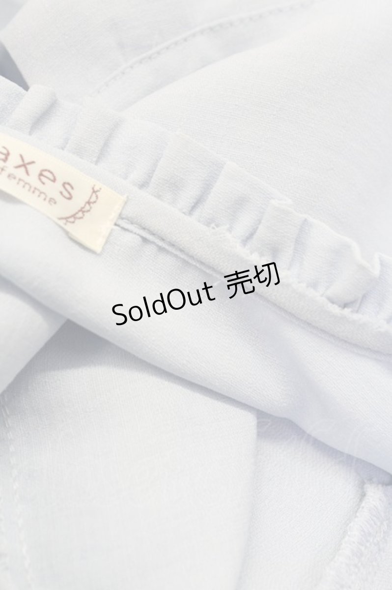 画像7: axes femme / 袖刺繍チャイナ釦シャツワンピース M サックス T-25-12-18-022-AX-OP-SA-ZT452 (7)