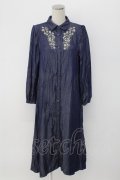 axes femme / 花刺繍ボリューム袖シャツワンピース  インディゴ T-25-12-18-024-AX-OP-SA-ZT