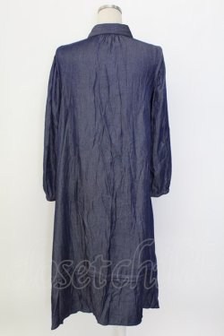 画像2: axes femme / 花刺繍ボリューム袖シャツワンピース  インディゴ T-25-12-18-024-AX-OP-SA-ZT