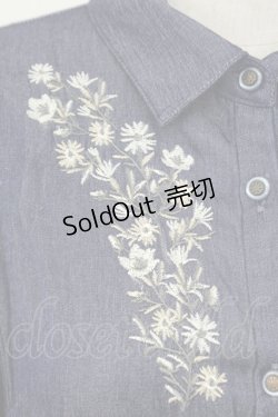 画像3: axes femme / 花刺繍ボリューム袖シャツワンピース  インディゴ T-25-12-18-024-AX-OP-SA-ZT452