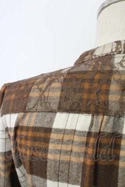 画像3: axes femme / ハイネックチェック長袖ワンピース  ブラウン T-25-12-18-025-AX-OP-SA-ZT