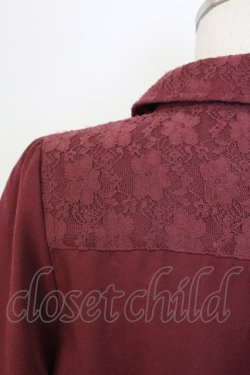 画像3: axes femme / チュール切り替えシャツワンピース  ボルドーＸ生成り T-25-12-18-026-AX-OP-SA-ZT