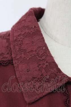 画像4: axes femme / チュール切り替えシャツワンピース  ボルドーＸ生成り T-25-12-18-026-AX-OP-SA-ZT