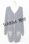 axes femme / 花刺繍ロングニットカーデ  ネイビー T-25-12-18-004-AX-TO-SA-ZT401