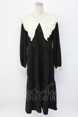 画像1: LOLITAその他(お買取対象外) / フリル襟ワンピース  黒Ｘアイボリー T-25-12-18-031-LO-OP-SA-ZT