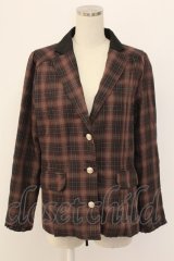 axes femme / タータンチェックジャケット M ブラウン T-25-12-18-032-AX-JA-SA-ZT