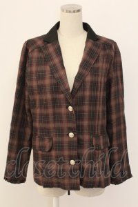 axes femme / タータンチェックジャケット M ブラウン T-25-12-18-032-AX-JA-SA-ZT