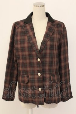 画像1: axes femme / タータンチェックジャケット M ブラウン T-25-12-18-032-AX-JA-SA-ZT