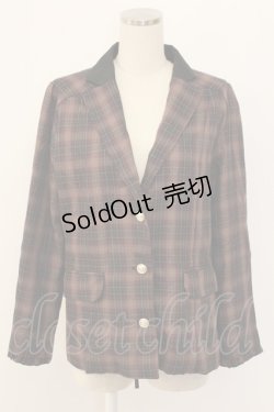 画像1: axes femme / タータンチェックジャケット M ブラウン T-25-12-18-032-AX-JA-SA-ZT436