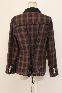画像2: axes femme / タータンチェックジャケット M ブラウン T-25-12-18-032-AX-JA-SA-ZT