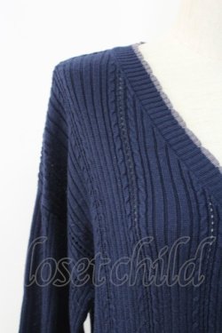 画像3: axes femme / 花刺繍ロングニットカーデ  ネイビー T-25-12-18-004-AX-TO-SA-ZT