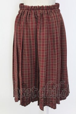 画像2: axes femme / ウエストベルトチェックプリーツ変形スカート  ボルドー T-25-12-18-036-AX-SK-SA-ZT