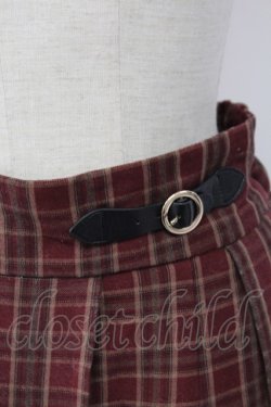 画像3: axes femme / ウエストベルトチェックプリーツ変形スカート  ボルドー T-25-12-18-036-AX-SK-SA-ZT