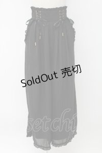 Amavel / サイド編み下げストライプパンツ  黒 T-25-12-18-037-CA-PA-SA-ZT