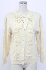 PINK HOUSE / レース襟&ニットリボン付きパールボタンカーディガン  アイボリー T-25-12-18-039-LO-TO-SA-ZT