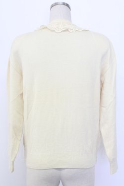 画像2: PINK HOUSE / レース襟&ニットリボン付きパールボタンカーディガン  アイボリー T-25-12-18-039-LO-TO-SA-ZT