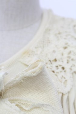 画像6: PINK HOUSE / レース襟&ニットリボン付きパールボタンカーディガン  アイボリー T-25-12-18-039-LO-TO-SA-ZT