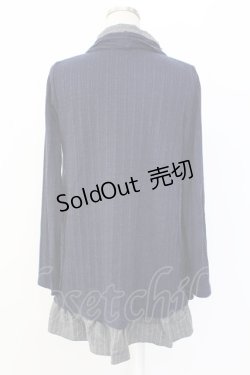 画像2: axes femme / カーディガン重ね着風フリルシャツ M ネイビー×グレー T-25-12-18-005-AX-BL-SA-ZT