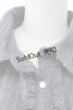 画像3: axes femme / カーディガン重ね着風フリルシャツ M ネイビー×グレー T-25-12-18-005-AX-BL-SA-ZT