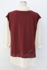 画像2: axes femme / ベストレイヤードフリルブラウス M ワイン T-25-12-18-006-AX-BL-SA-ZT401 (2)
