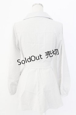 画像2: axes femme / バラ刺 ストライプシャツプルオーバー M グレー T-25-12-18-007-AX-BL-SA-ZT390