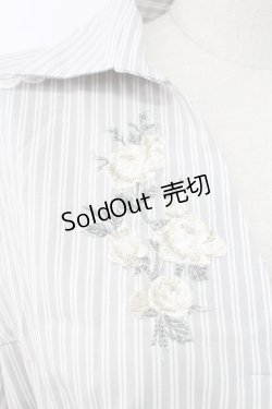 画像3: axes femme / バラ刺 ストライプシャツプルオーバー M グレー T-25-12-18-007-AX-BL-SA-ZT390