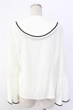 画像2: Amavel / ストライプリボン襟ブラウス  白Ｘ黒 T-25-12-18-008-CA-BL-SA-ZT