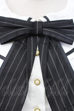 画像4: Amavel / ストライプリボン襟ブラウス  白Ｘ黒 T-25-12-18-008-CA-BL-SA-ZT