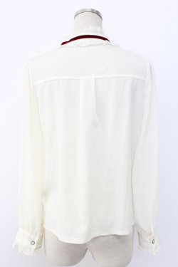 画像2: axes femme POETIQUE / ベロアリボンハイネック長袖ブラウス  アイボリーＸボルドー T-25-12-18-009-AX-JA-SA-ZT