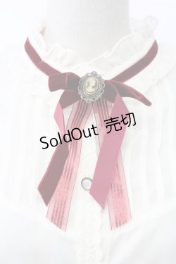 画像3: axes femme POETIQUE / ベロアリボンハイネック長袖ブラウス  アイボリーＸボルドー T-25-12-18-009-AX-JA-SA-ZT390