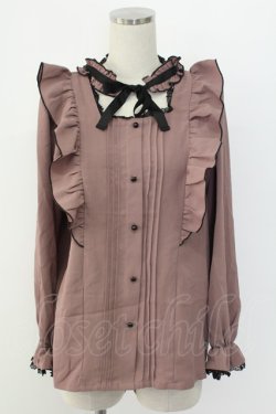 画像1: Rojita / デコルテ開きラッフルボリュームブラウス  ピンクＸ黒 T-25-12-18-011-LO-BL-SA-ZT