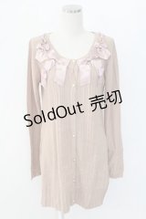axes femme / リボンいっぱいロングカーディガン  ピンク T-25-12-18-012-AX-TO-SA-ZT