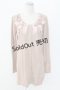 axes femme / リボンいっぱいロングカーディガン  ピンク T-25-12-18-012-AX-TO-SA-ZT