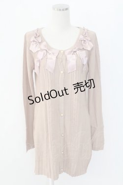 画像1: axes femme / リボンいっぱいロングカーディガン  ピンク T-25-12-18-012-AX-TO-SA-ZT